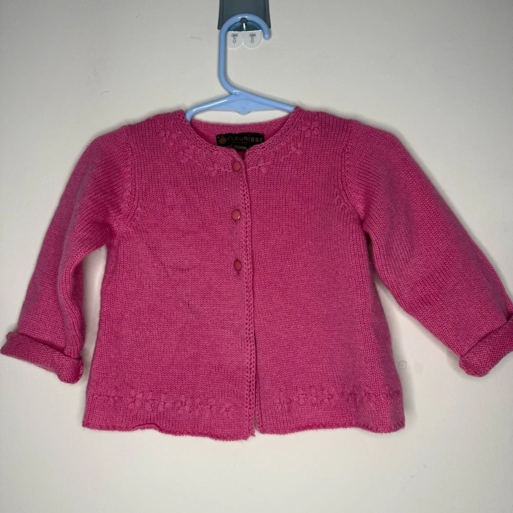 FLEURISSE 100% Italian Cashmere Pink Floral Embroidered Cardigan